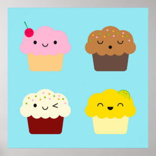 Poster Cupcake de Kawaii