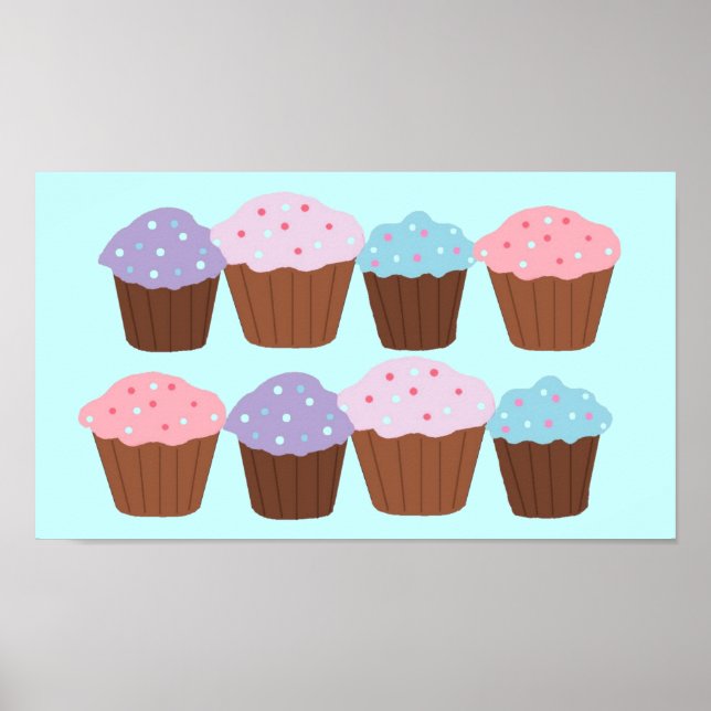 Poster Cupcake délice avec bordure rose (Devant)