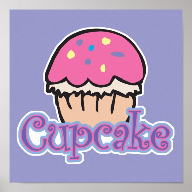 Poster Cupcake rose (Devant)