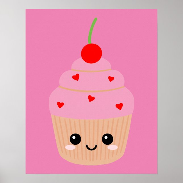 Poster Cupcake Rose Impression, Décor Doux, Joli (Devant)