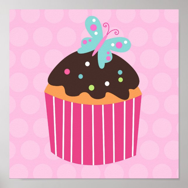Poster Cupcake Sweet Kids Nursery Wall Art Prints (Devant)