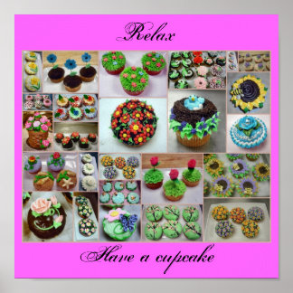 Poster cupcakes à fleur, Relax, Avoir un cupcake