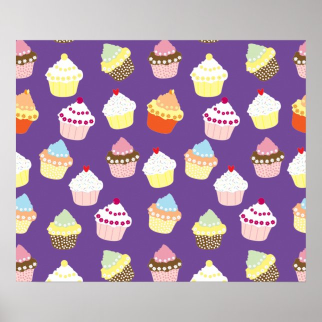 Poster Cupcakes Delicious Decorated Birthday (Devant)