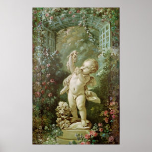 Poster Cupidon avec des raisins