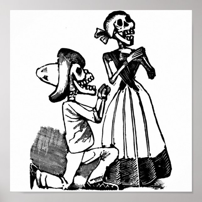 Poster Cupidon Calavera, Skeleton Lovers c. Années 1900 (Devant)