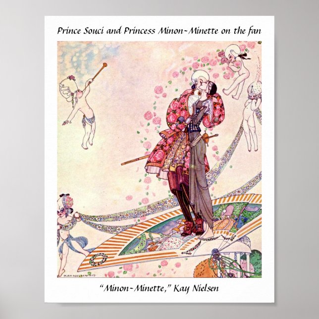 Poster Cupidons, princesse et prince sur un ventilateur m (Devant)