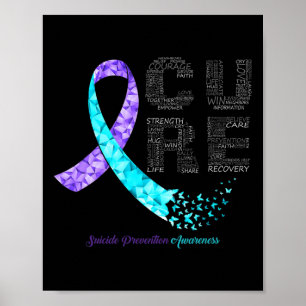 Poster Cure Blue Purple Ribbon Prévention du suicide