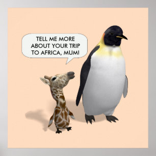 Poster Curieux bébé girafe