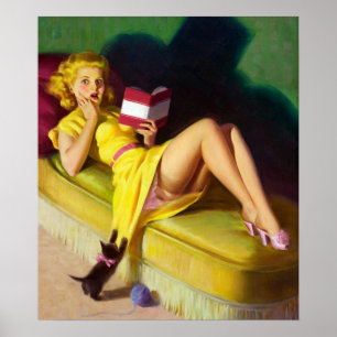 Poster Curieux Kitten Pin Up