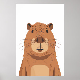 Poster Curieux portrait Capybara