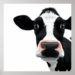 Poster Curiosité de vache en gros plan