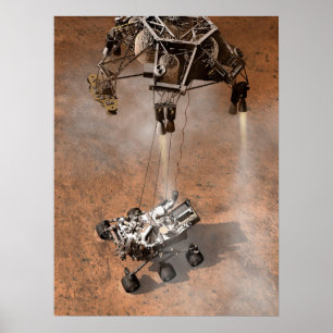 Poster Curiosity Arrivant Sur La Surface Martienne.