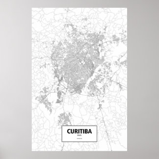 Poster Curitiba, Brésil (noir sur blanc)