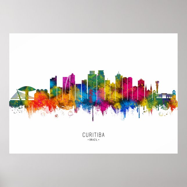 Poster Curitiba Brésil Skyline (Devant)