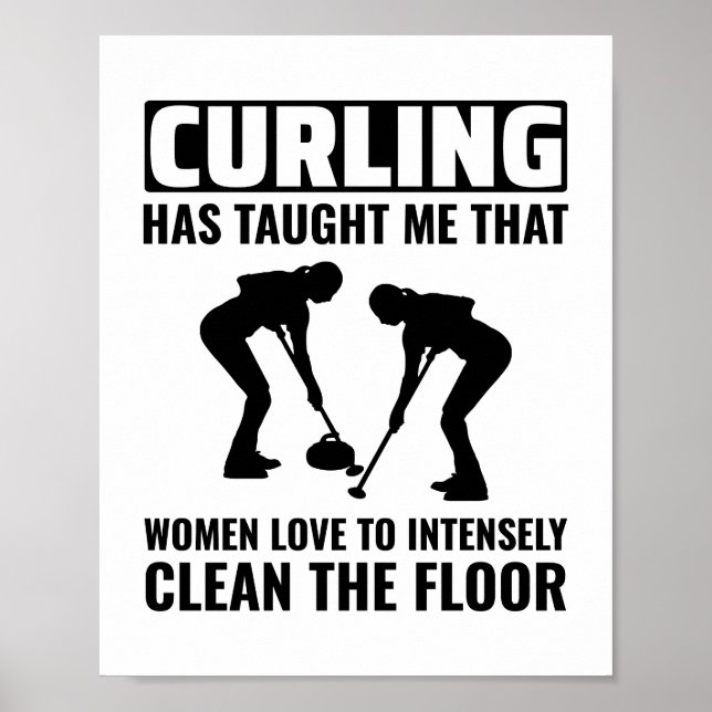 Poster Curling en pierre hiver Curler sport glace (Devant)