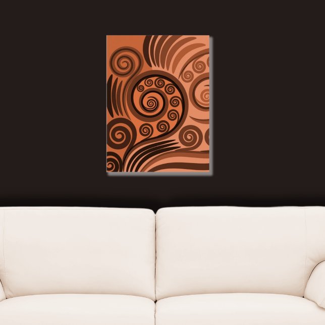 Poster Curls Sandy-Orange Terrestre Abstrait Fern Frond (Orange Unfurling Fern Frond Poster)