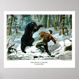 Poster Currier et Ives : La vie d'un chasseur - une