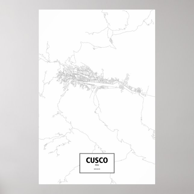 Poster Cusco, Pérou (noir sur blanc) (Devant)