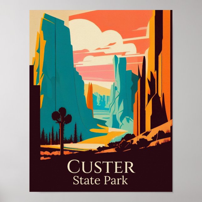 Poster Custer State Park Conception contemporaine (Devant)