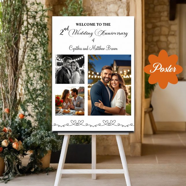 Poster Custom 3 Photos 2e anniversaire Mariage Bienvenue (Créateur téléchargé)