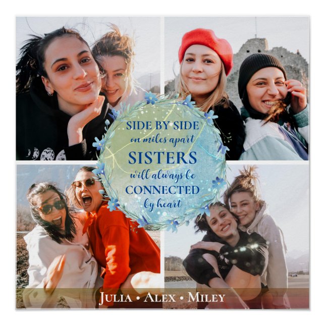 Poster Custom 4 Photo Collage Soeurs BFF Garde-devis (Devant)