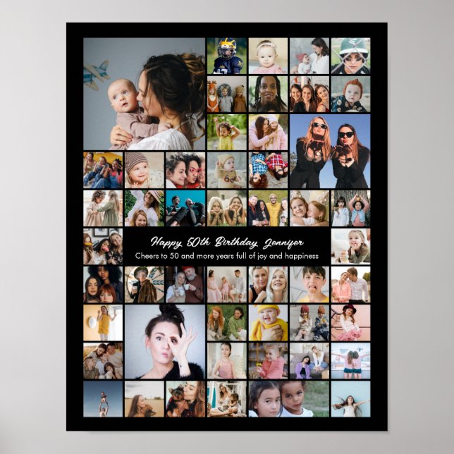 Poster Custom 50 Picture Photo Collage 50th Birthday (Devant)