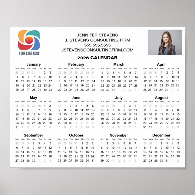 Poster Custom Business Logo 2026 Company Calendar (Devant)