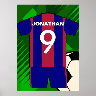 Poster Custom Claret and Blue Football Soccer Jersey