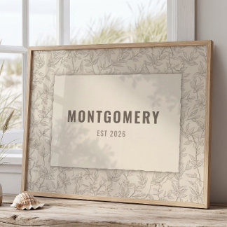 Poster Custom Family Name Wall Art Vintage Style Decor