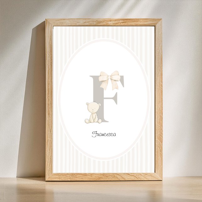 Poster Custom Letter F Nursery Wall Art - Baby Name Print (Letter F Nursery Wall Art - Custom Baby Name Print)