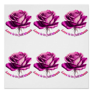 Poster Custom Love En Pleine Fleur Rose Saint-Valentin