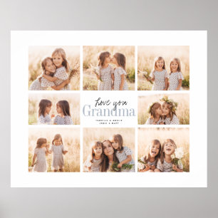 Poster Custom Love You Grand-mère Petits-enfants Collage 