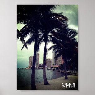 Poster Custom Miami Florida Downtown et Harbour Travel