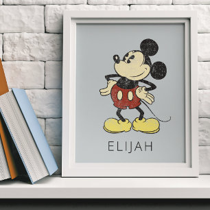 Poster Custom Mickey Classique Vintage Mains sur les Ha