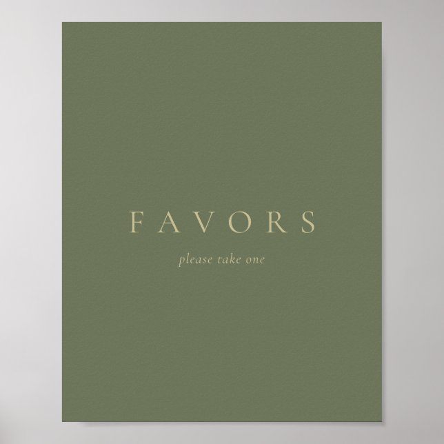 Poster Custom Text Favors Simple Gold Sage Green (Devant)