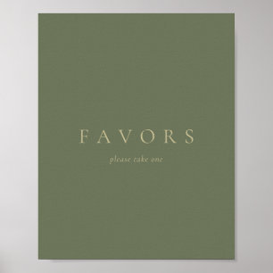 Poster Custom Text Favors Simple Gold Sage Green