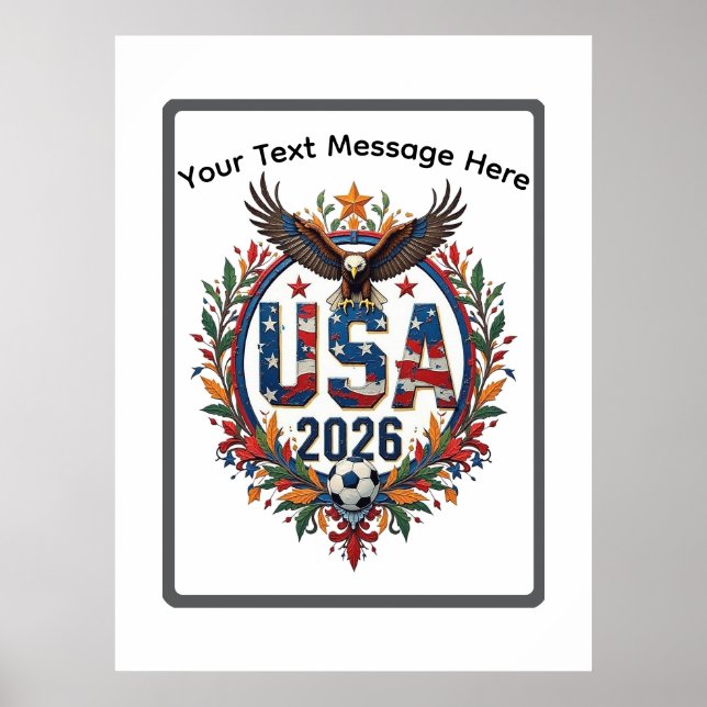 Poster Custom USA National Soccer Bald Eagle Logo (Devant)