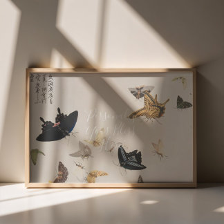 Poster CUSTOM Vintage Japanese Butterfly Botanical Print