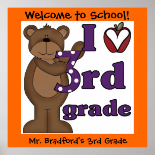 Poster customisé Bear I Love 3e Grade Classroom
