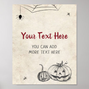 Poster Customisé Hallowen Citrouille Kids Adult Party Wal