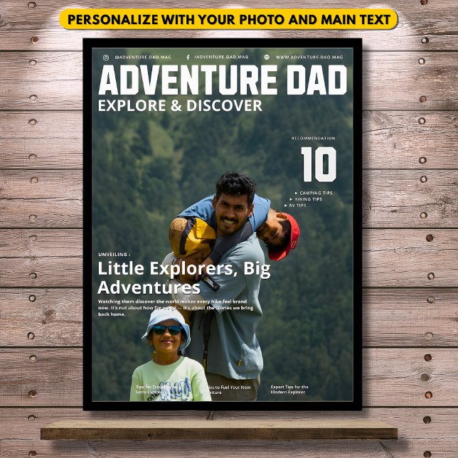 Poster Customizable Adventure Dad Magazine Add Your Photo (Créateur téléchargé)