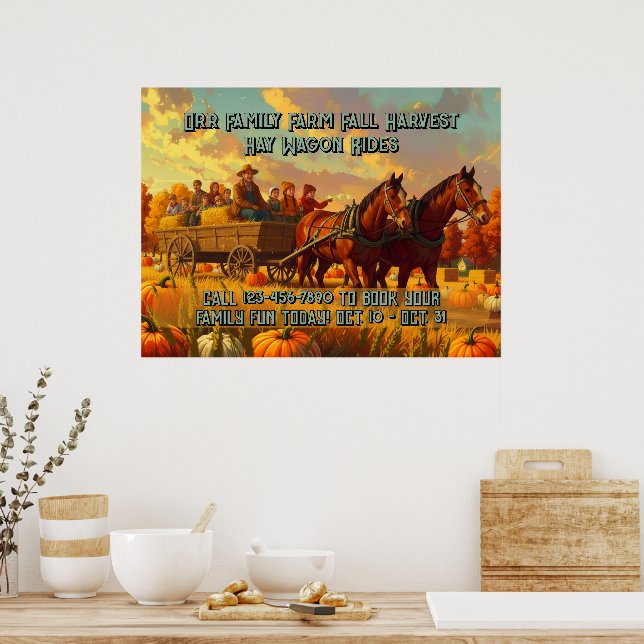 Poster Customize Farm Fall Harvest Horse Drawn Wagon Ride (Cuisine)