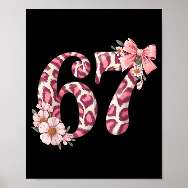 Poster Cute 67 Meme Nk Bow Leopard Floral For Girl Women  (Devant)