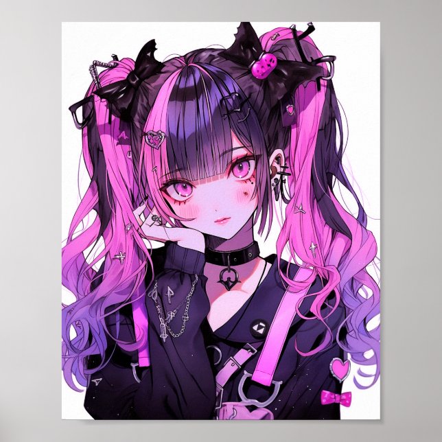 Poster Cute Anime Goth Girl (Devant)