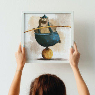 Poster Cute aquarelle Acrobat Bear Ball Kids Nursery