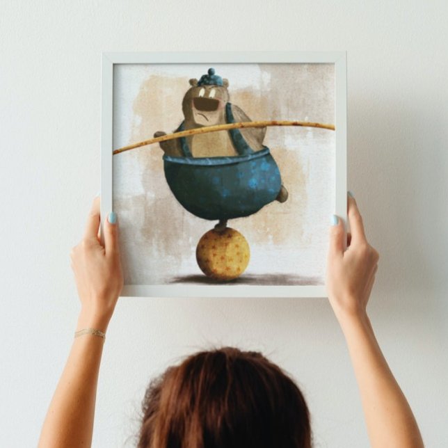 Poster Cute aquarelle Acrobat Bear Ball Kids Nursery (Créateur téléchargé)