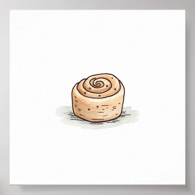 Poster Cute aquarelle cannelle rouleau (Devant)