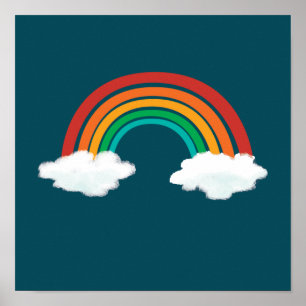 Poster Cute arc-en-ciel sur nuages Motif - Cadeaux d'été