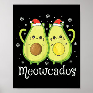 Poster Cute Avocado Kitten Pun drôle de Noël Alimentation