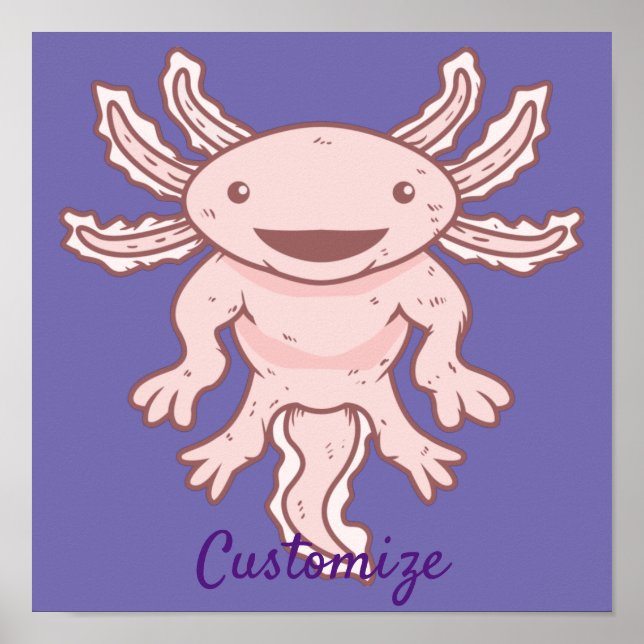 Poster Cute Axolotl rose Thunder_Cove (Devant)